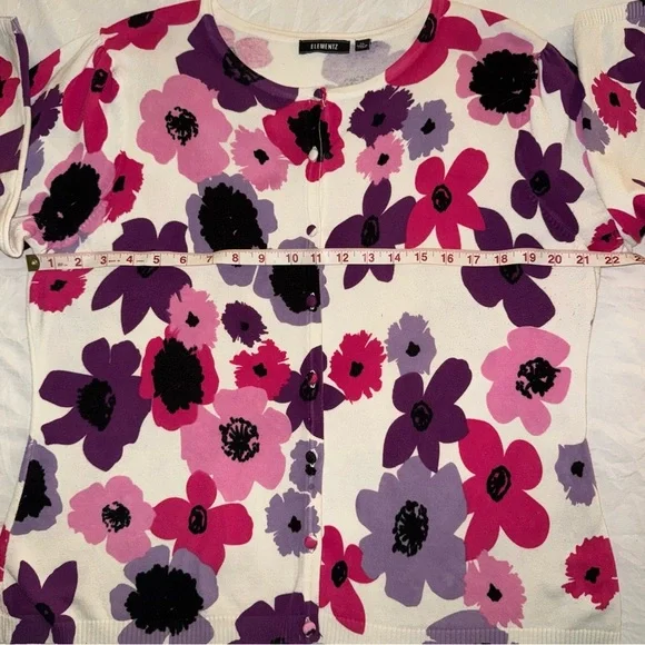 Elementz Women's Button Down Shirt - Pink, Purple, Black Floral - Picture 4 of 10